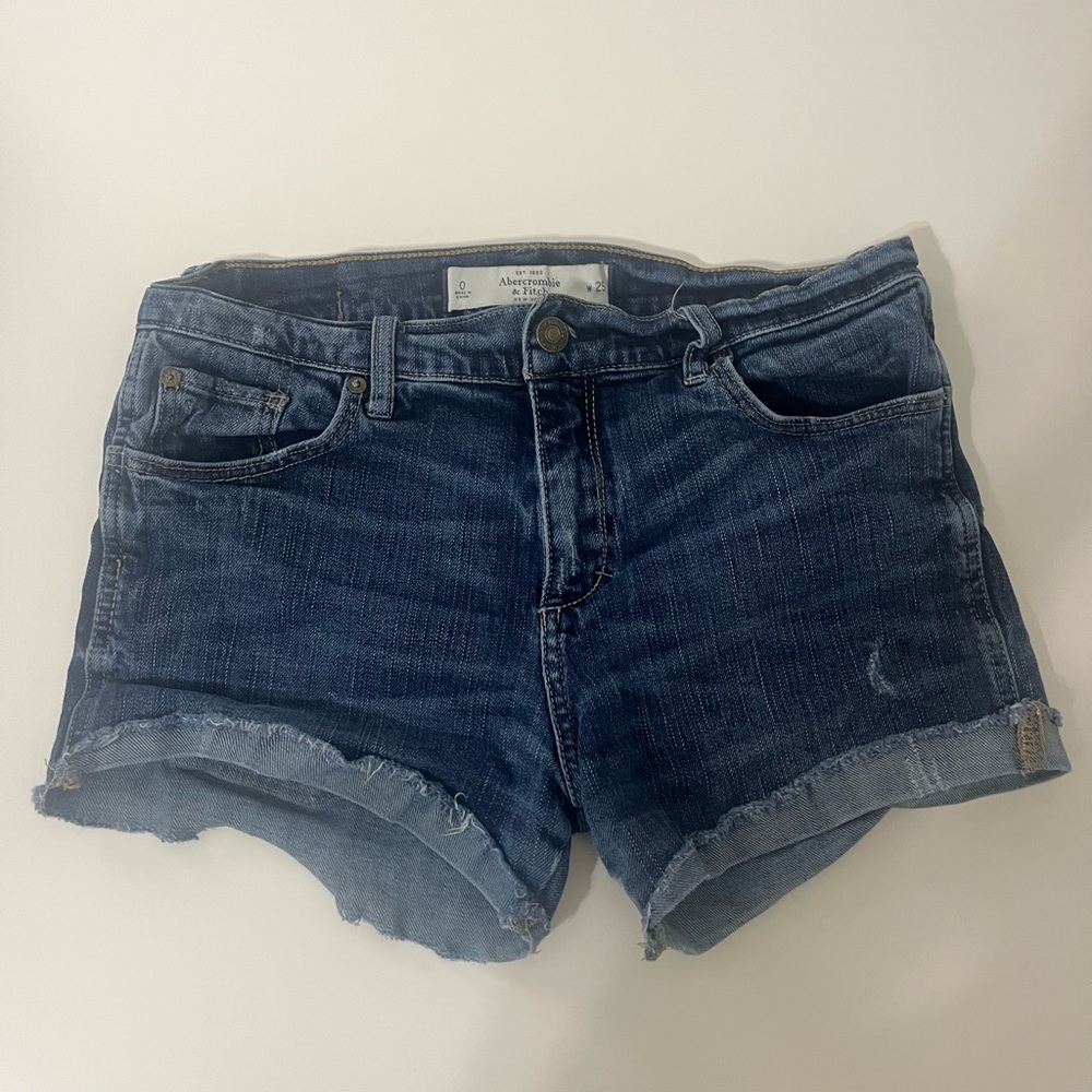 Abercrombie & Fitch Blue Jean Shorts with Rolled Hems